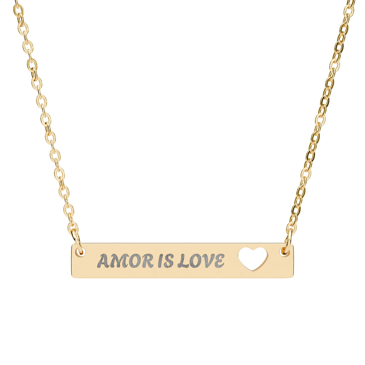 Cutout Heart Bar Necklace