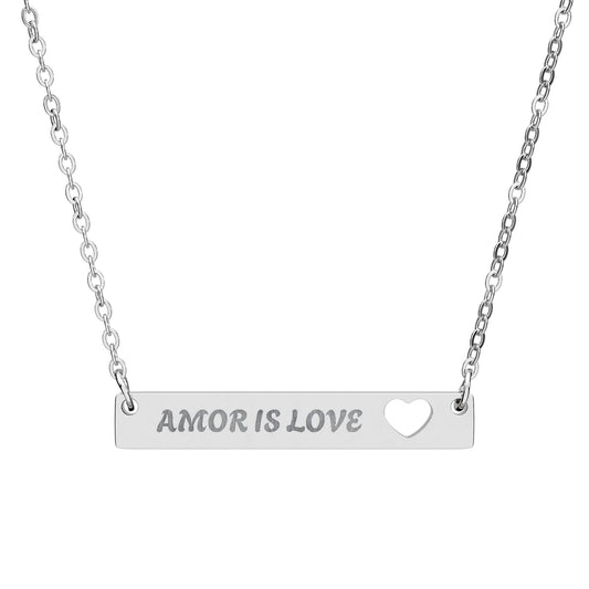 Cutout Heart Bar Necklace