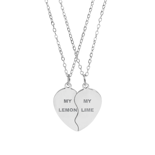 Two Part Heart Necklace Set