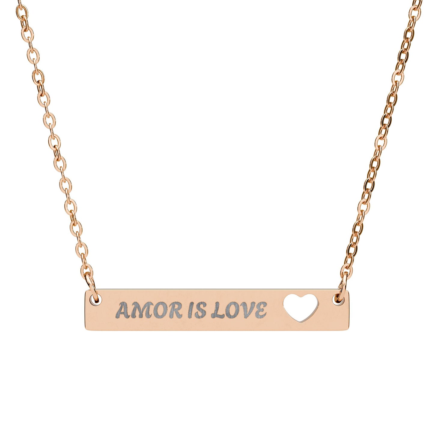 Cutout Heart Bar Necklace