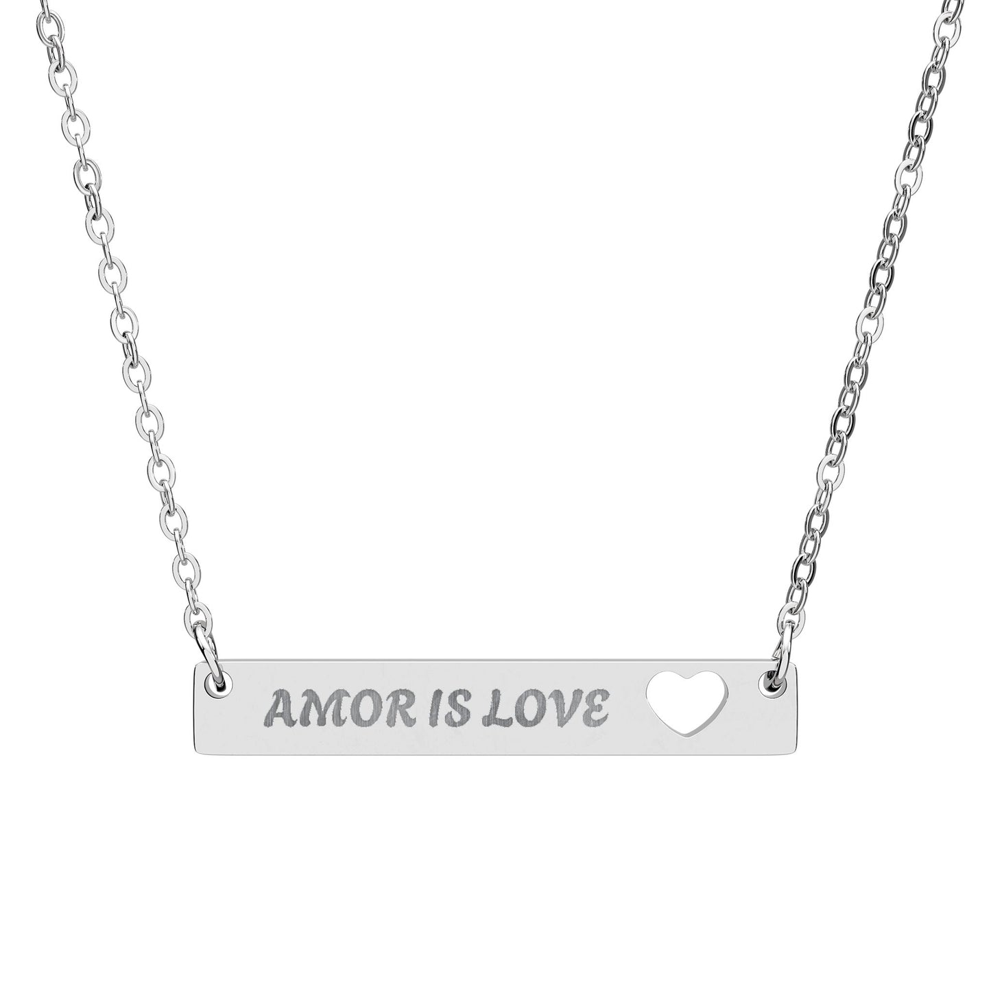 Cutout Heart Bar Necklace
